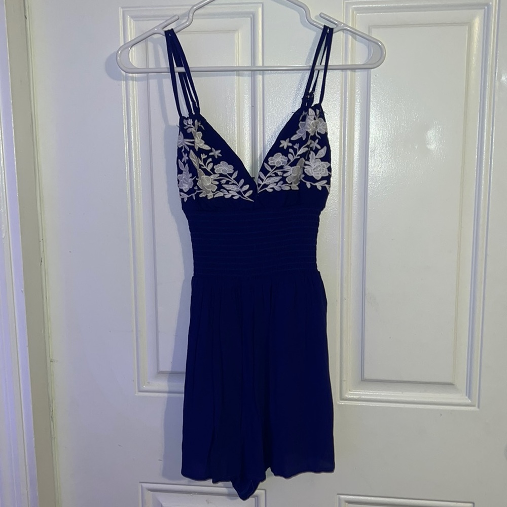 Blue and White Romper